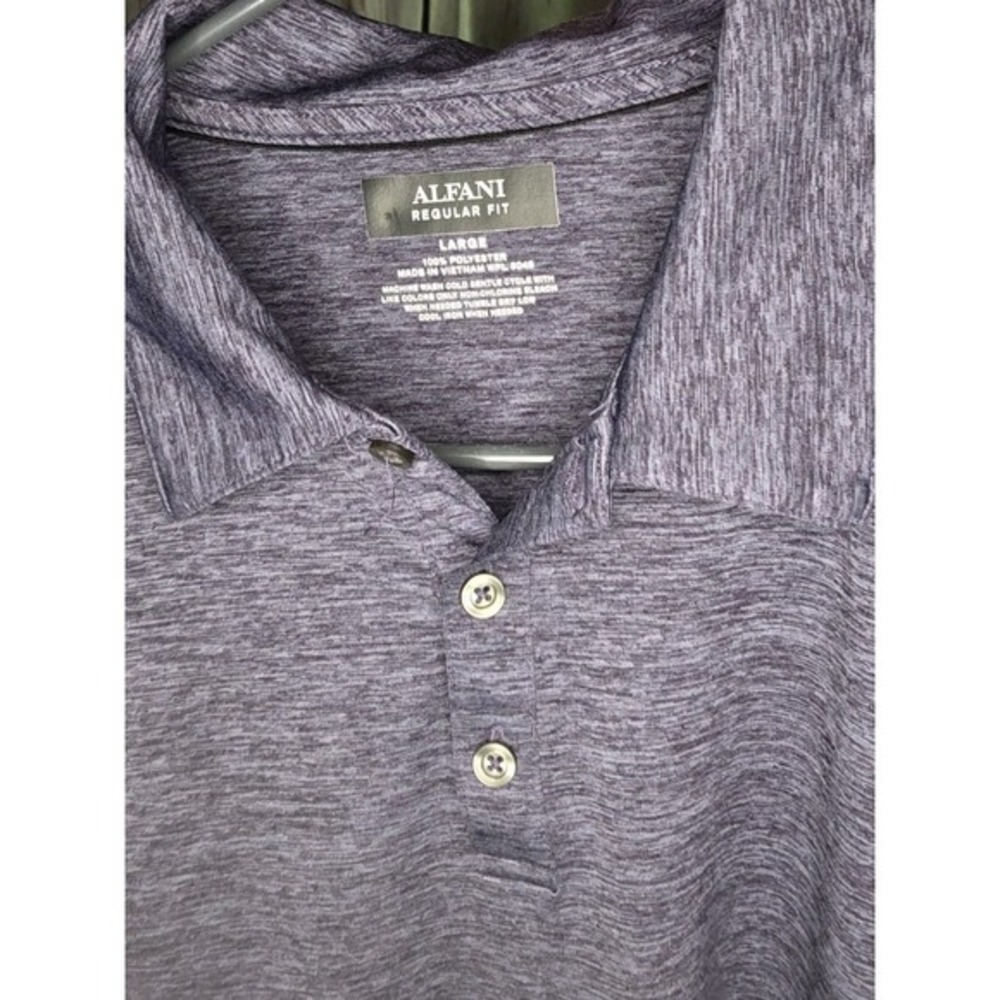 ALFANI Polo / GOLF SHIRT Men's Large Navy Blue Heather, Golf Polo Sportswear - Picture 3 of 5